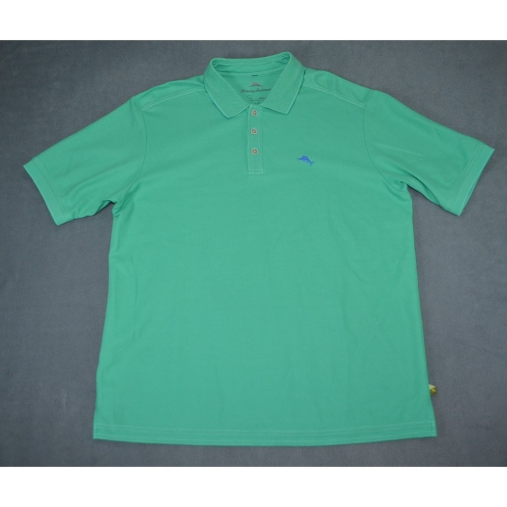 Tommy Bahama Men's Large Emfielder Polo Shirt Green Supima Cotton Blend